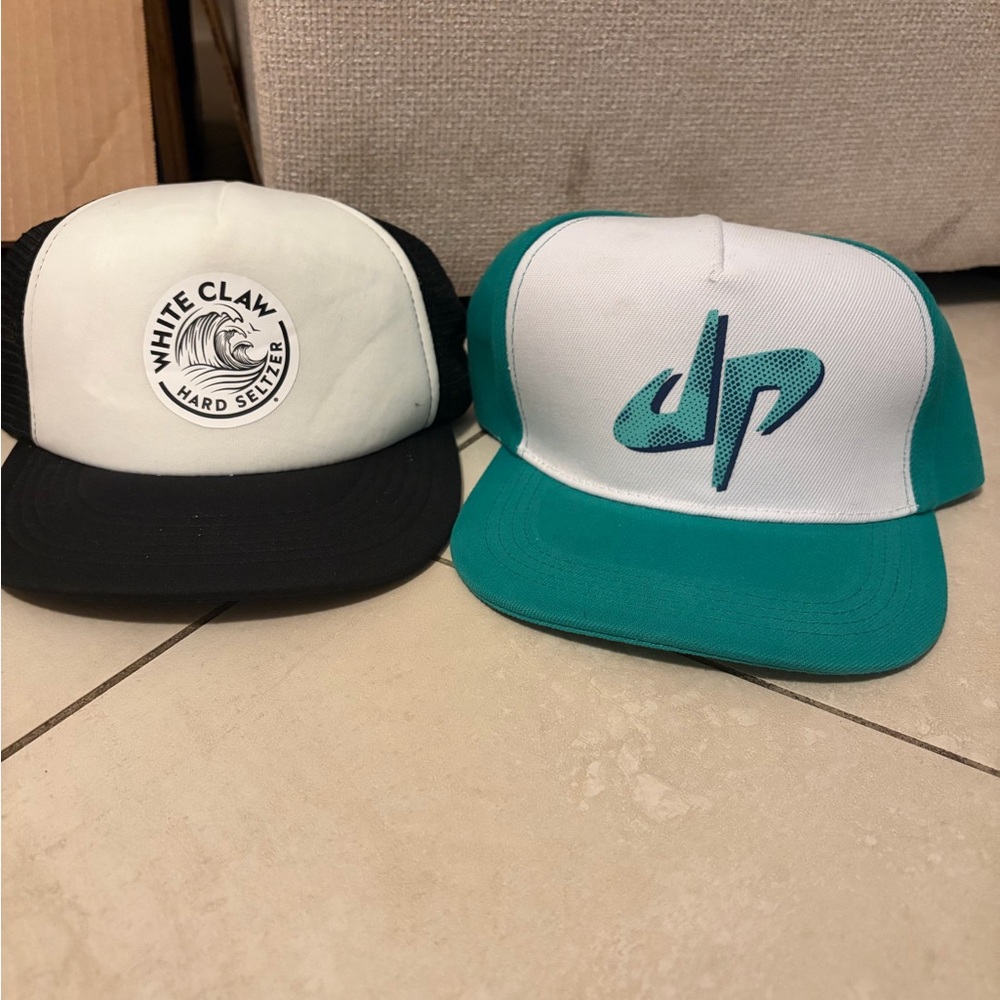 White and Teal Trucker Hats